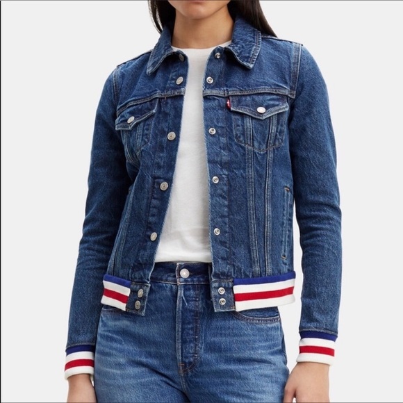 New Levi’s Ribbed Trim Trucker Denim Jacket - Picture 14 of 14